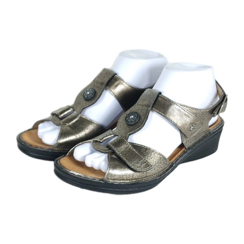 Finn Comfort Women's Adana US7,5D UK4,5 Metallic Leather Slingback Sandals